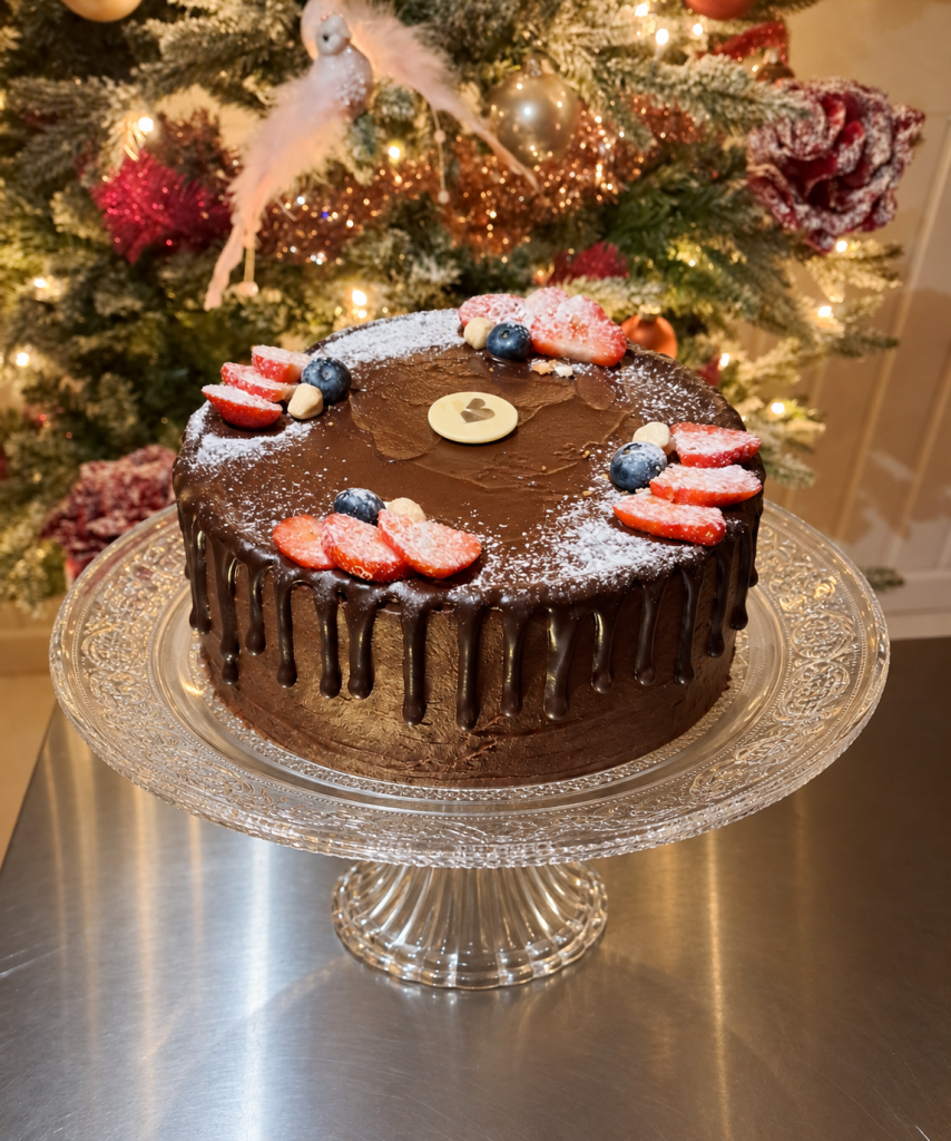 Kersttaart gemaakt tijdens een kerstworkshop bij Taart Beleving